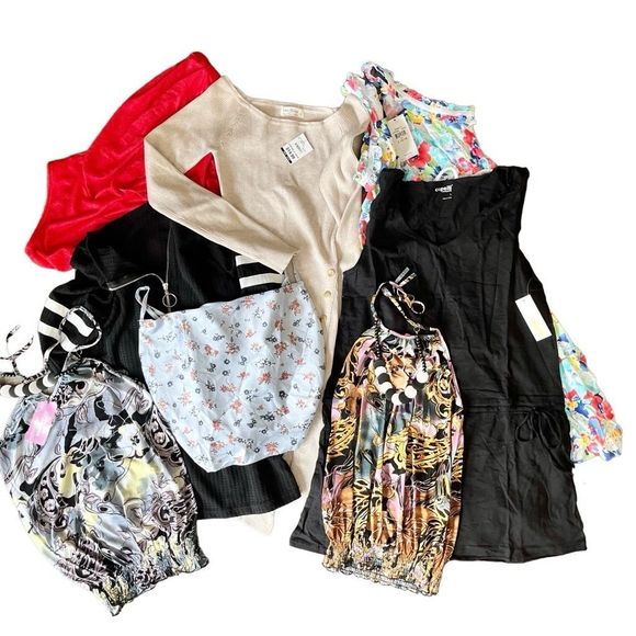 No Brand Tops - NWT Lot of 8 - Size Large Assorted-  Dresses, Halter Blouses, T shirt, 1/4 zip p
